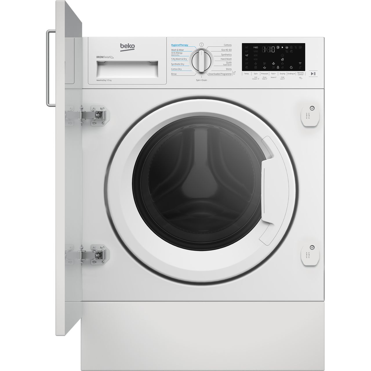 Beko SteamCure WDIK754411 Wifi Connected Integrated 7Kg / 5Kg Washer Dryer with 1400 rpm - White