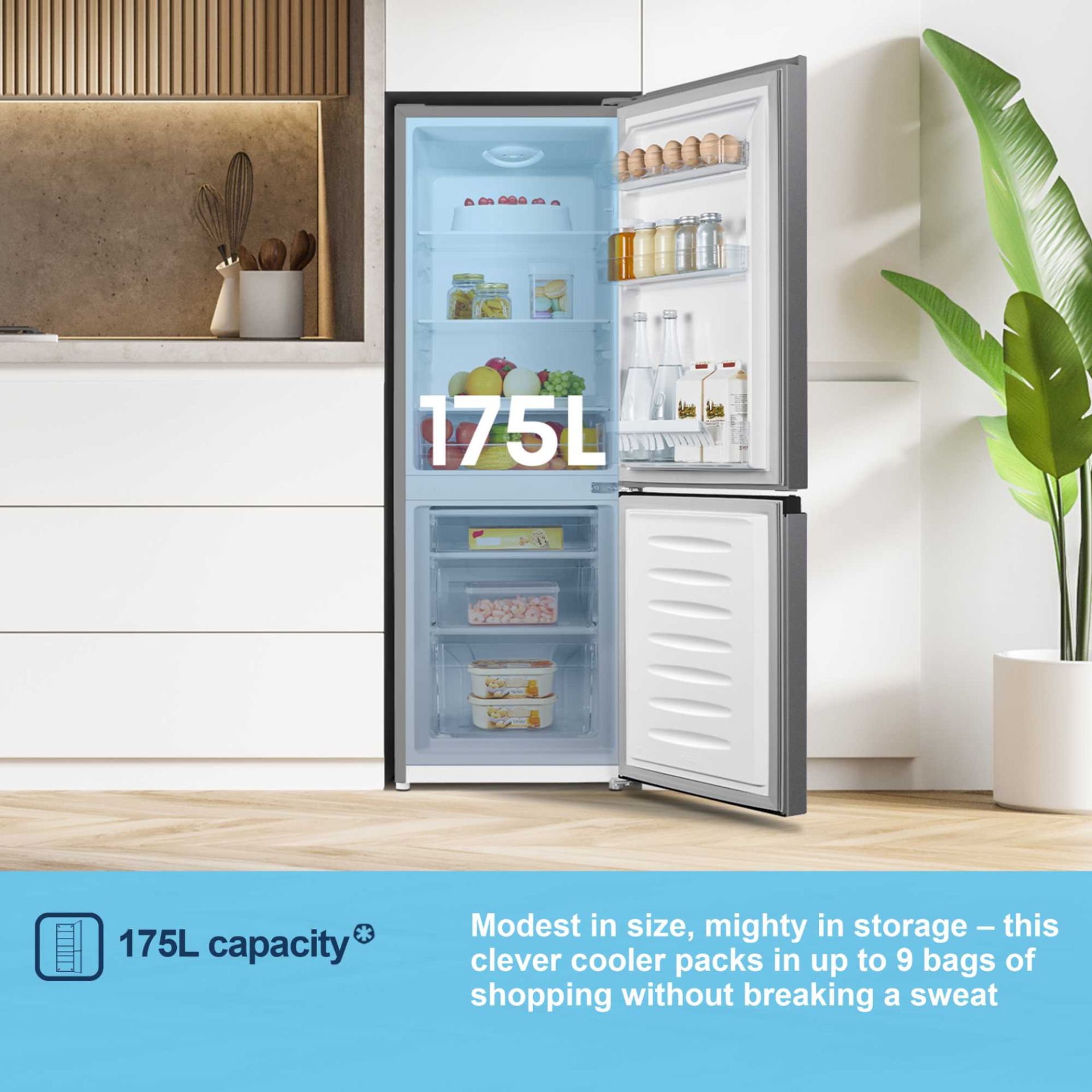 Fridgemaster MC50165ES 175L Fridge Freezer - Silver - Image 2